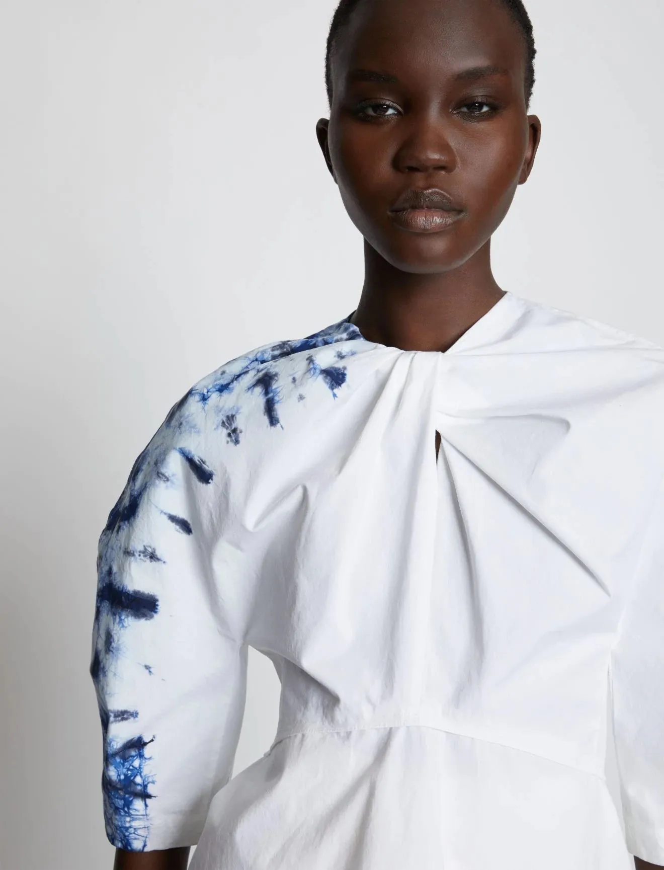 Proenza Schouler Tie Dye Poplin Puff Sleeve Top