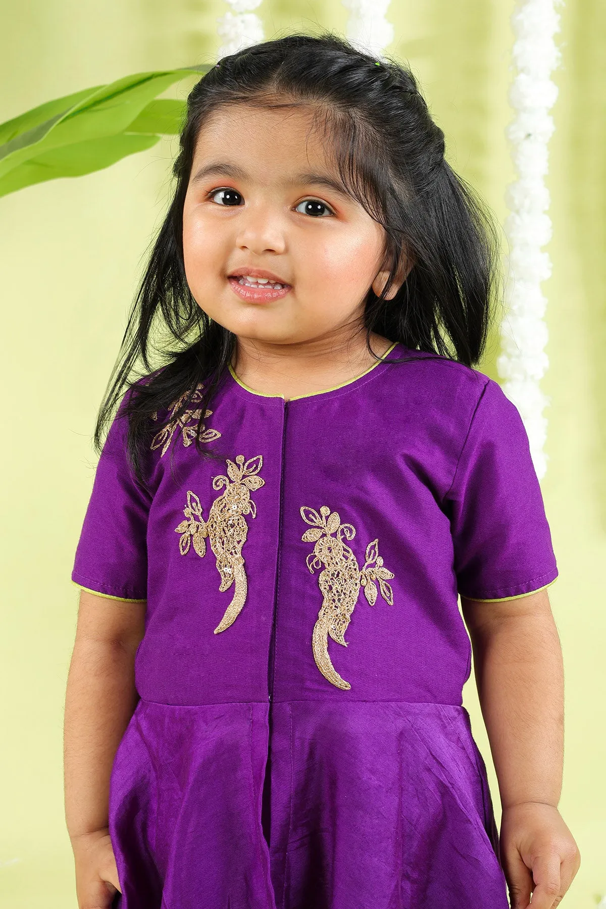Purple Embroidered Dhoti Set