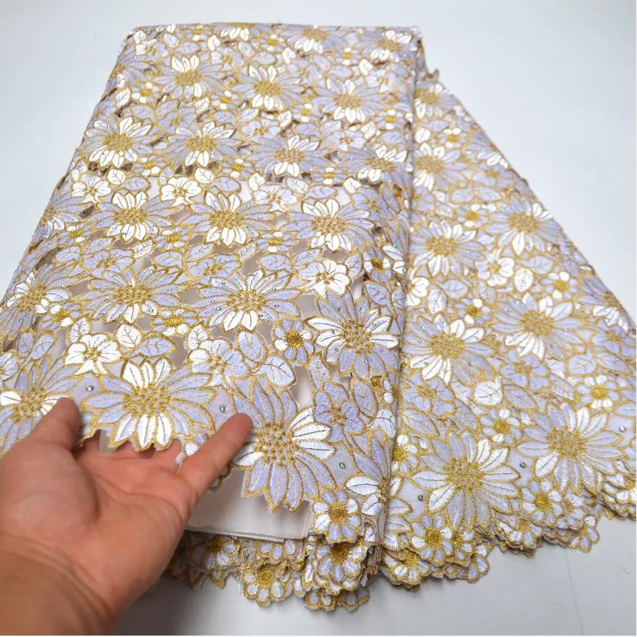 Purple High quality wedding lace handcut African swiss fabric lace with stones 5 Yards African embroidery Swiss Voile Lace 88172