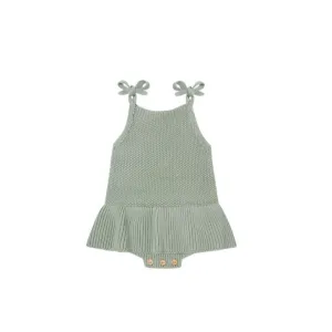 Quincy Mae Knit Ruffle Romper - Spruce