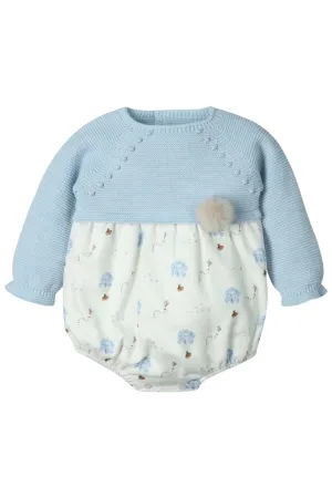 "Bailey" Cloud Blue Half Knit Romper