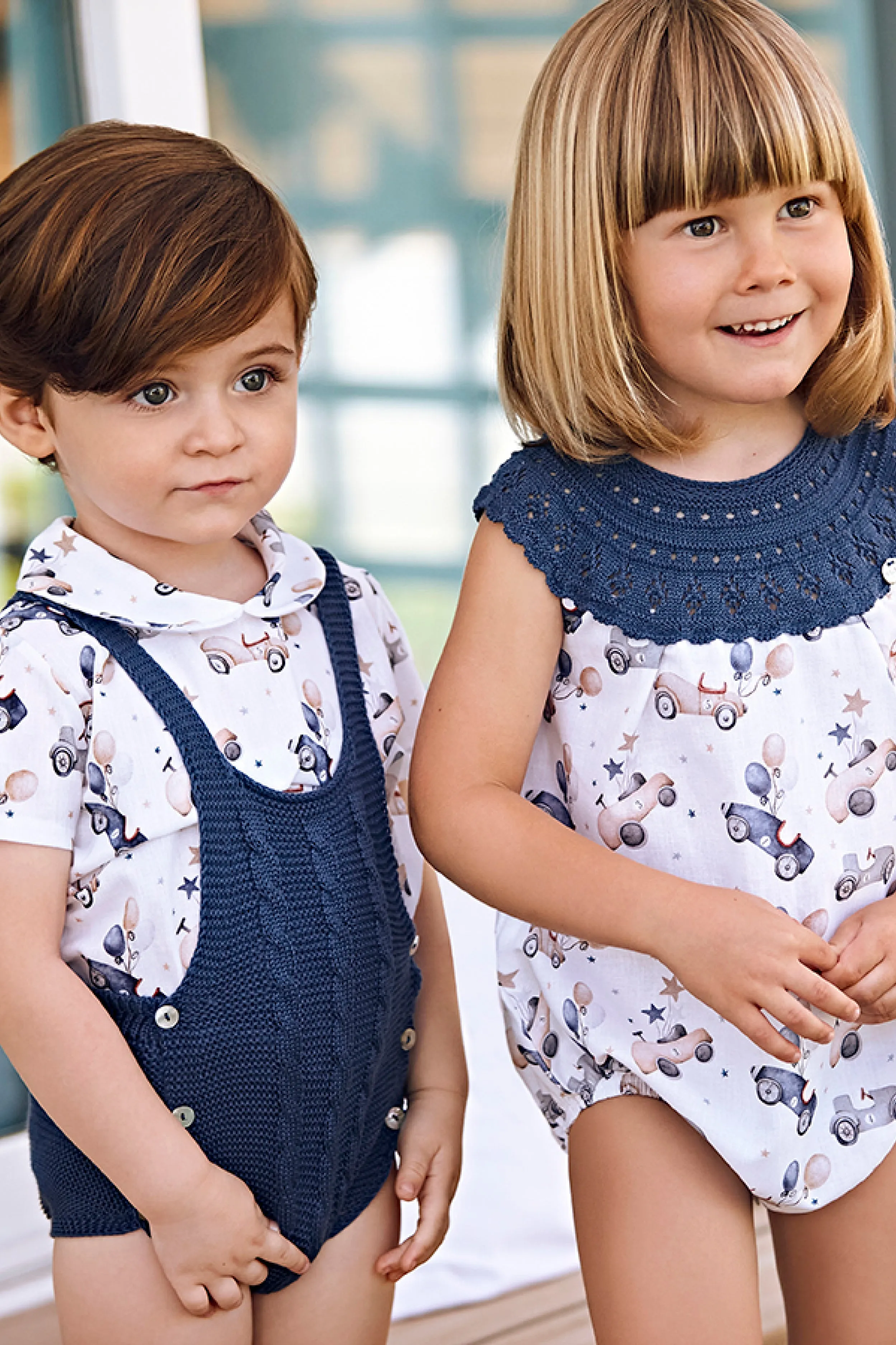 "Bentley" Midnight Blue Half Knit Car Romper