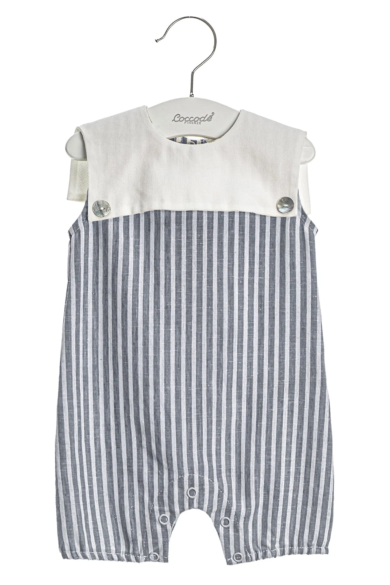 "Bernard" Linen Stripe Sailor Romper