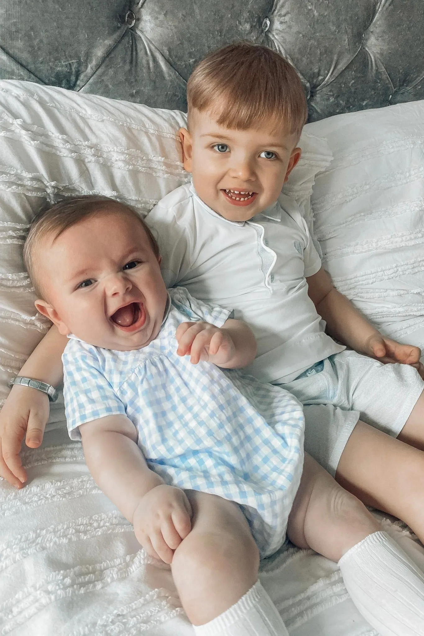 "Blake" Blue Gingham Romper
