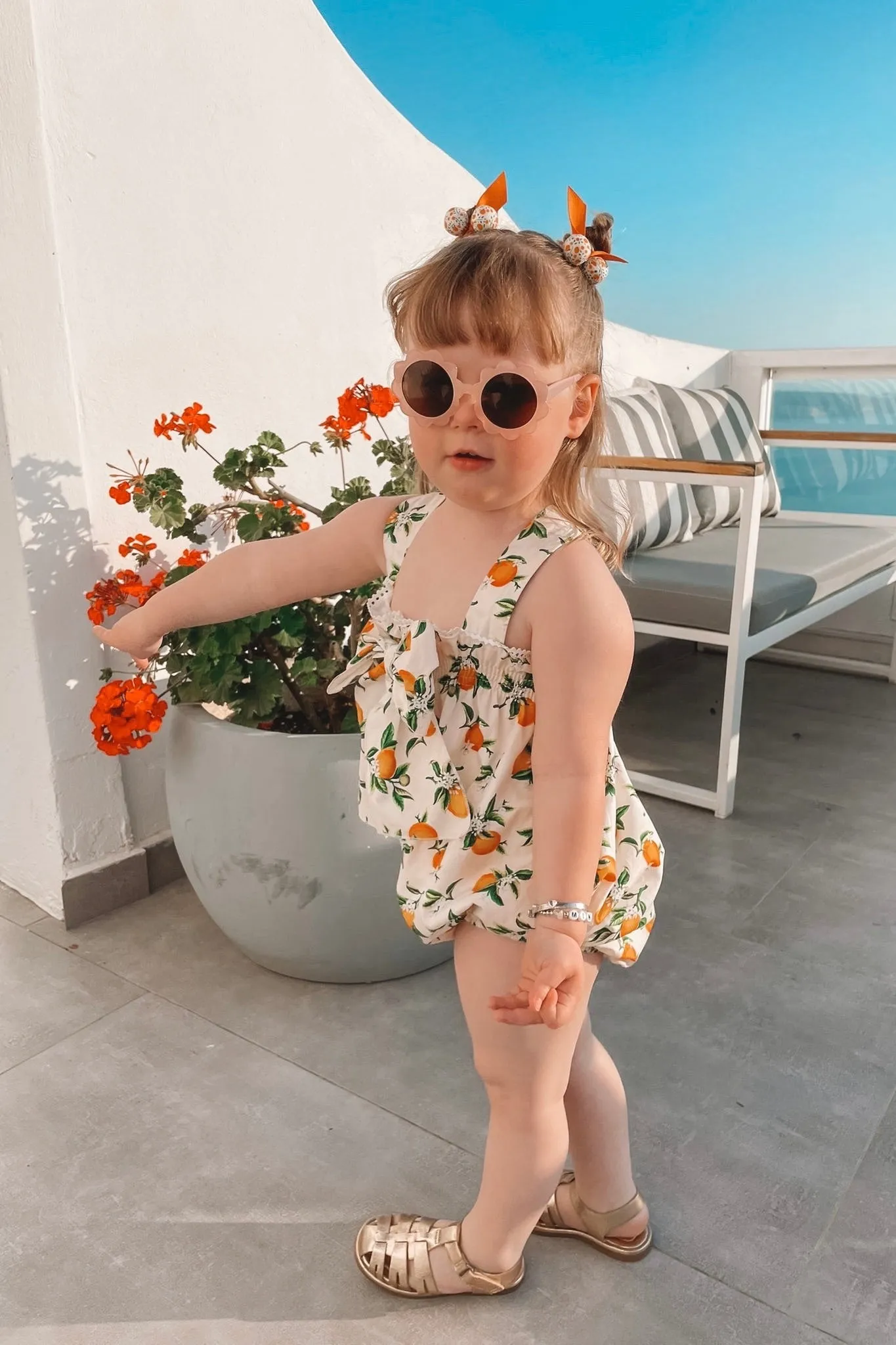 "Clementine" Orange Print Bow Shortie
