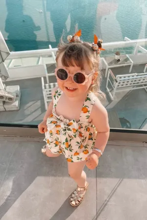 "Clementine" Orange Print Bow Shortie