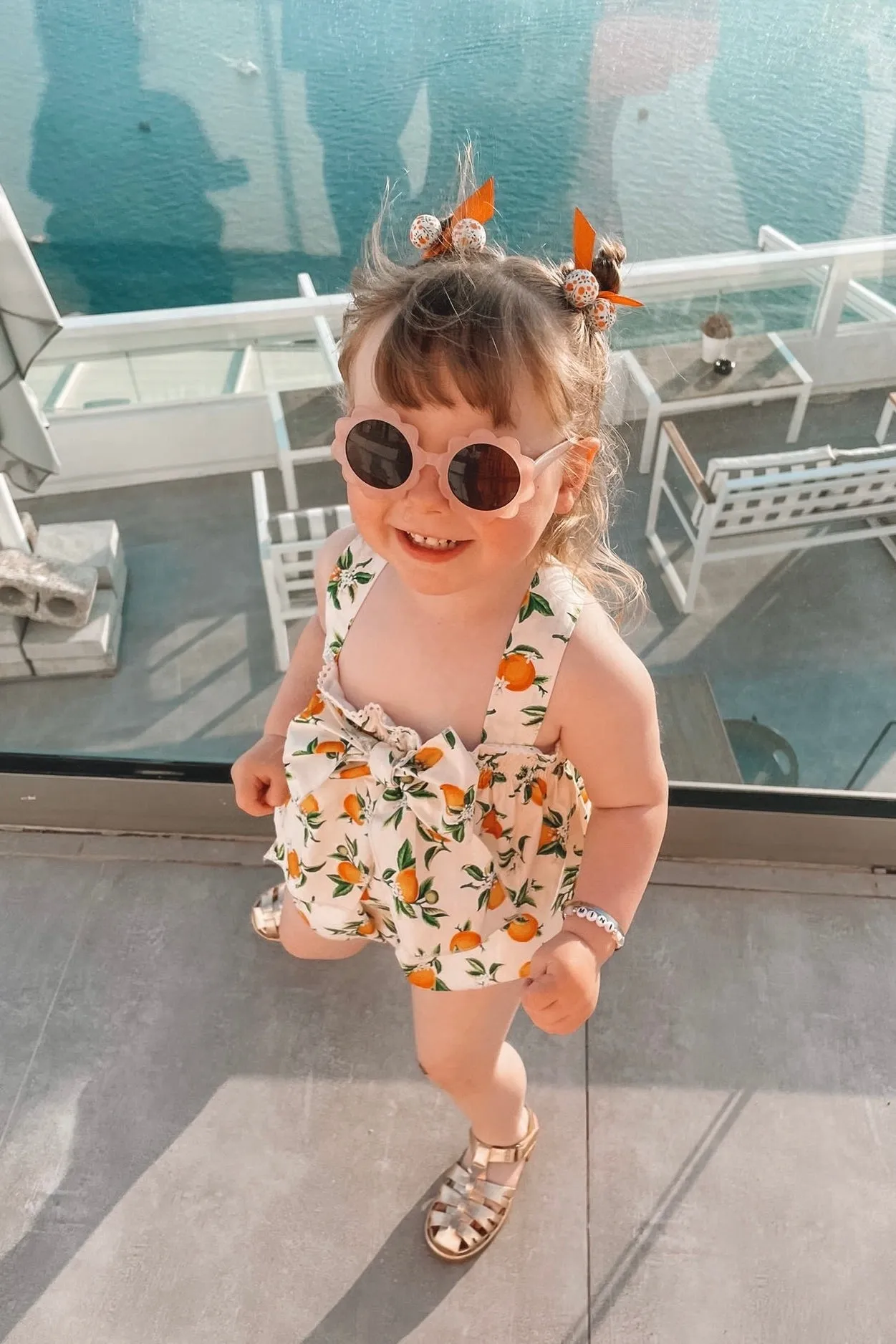 "Clementine" Orange Print Bow Shortie