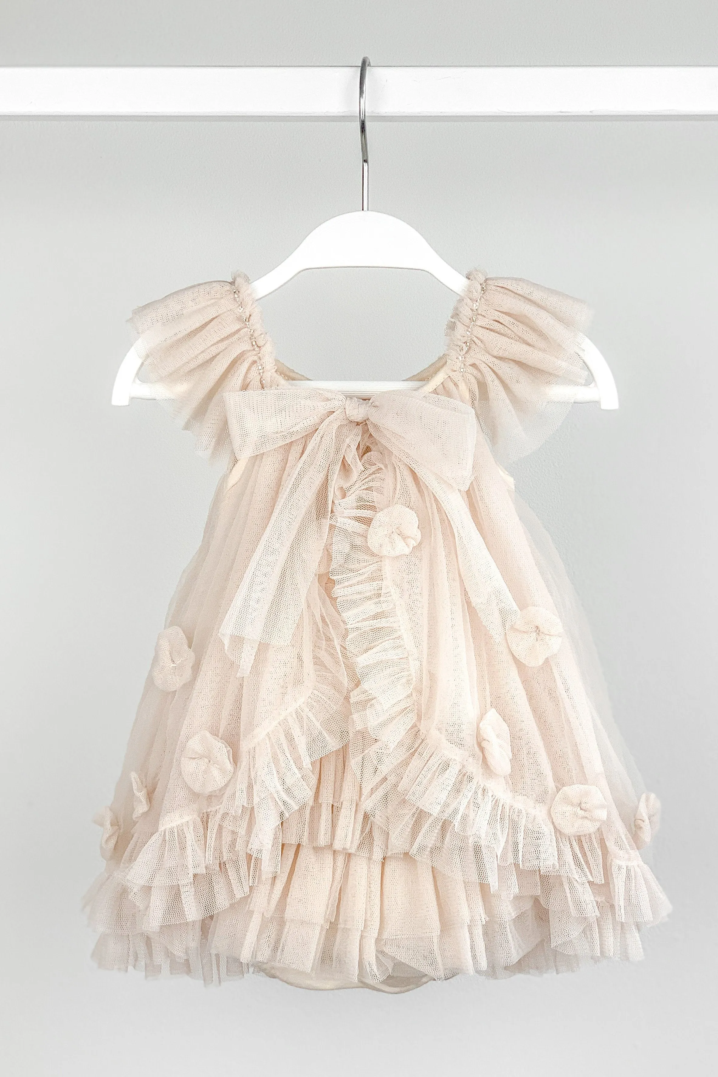 "Coco" Stone Draped Back Tulle Romper