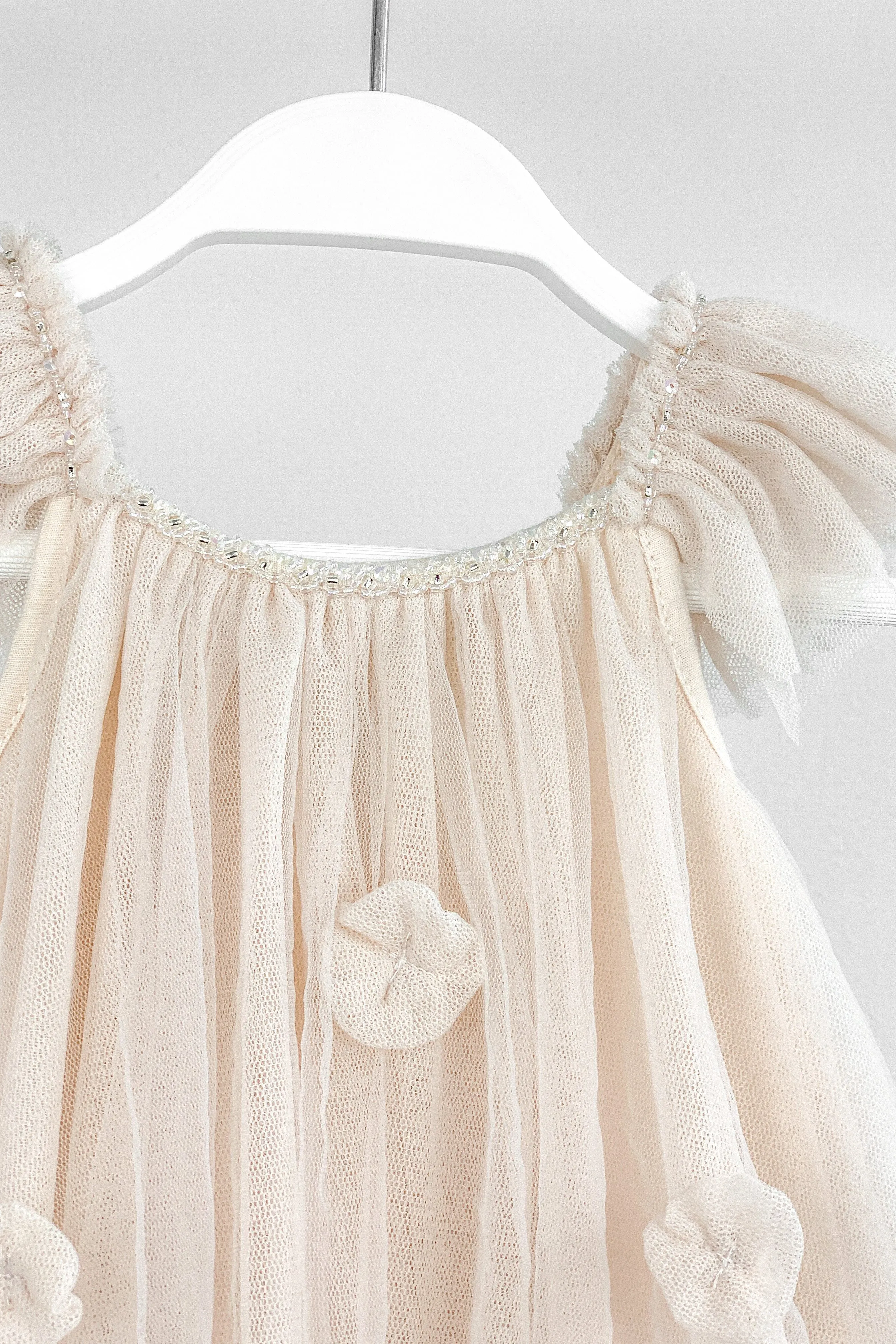 "Coco" Stone Draped Back Tulle Romper