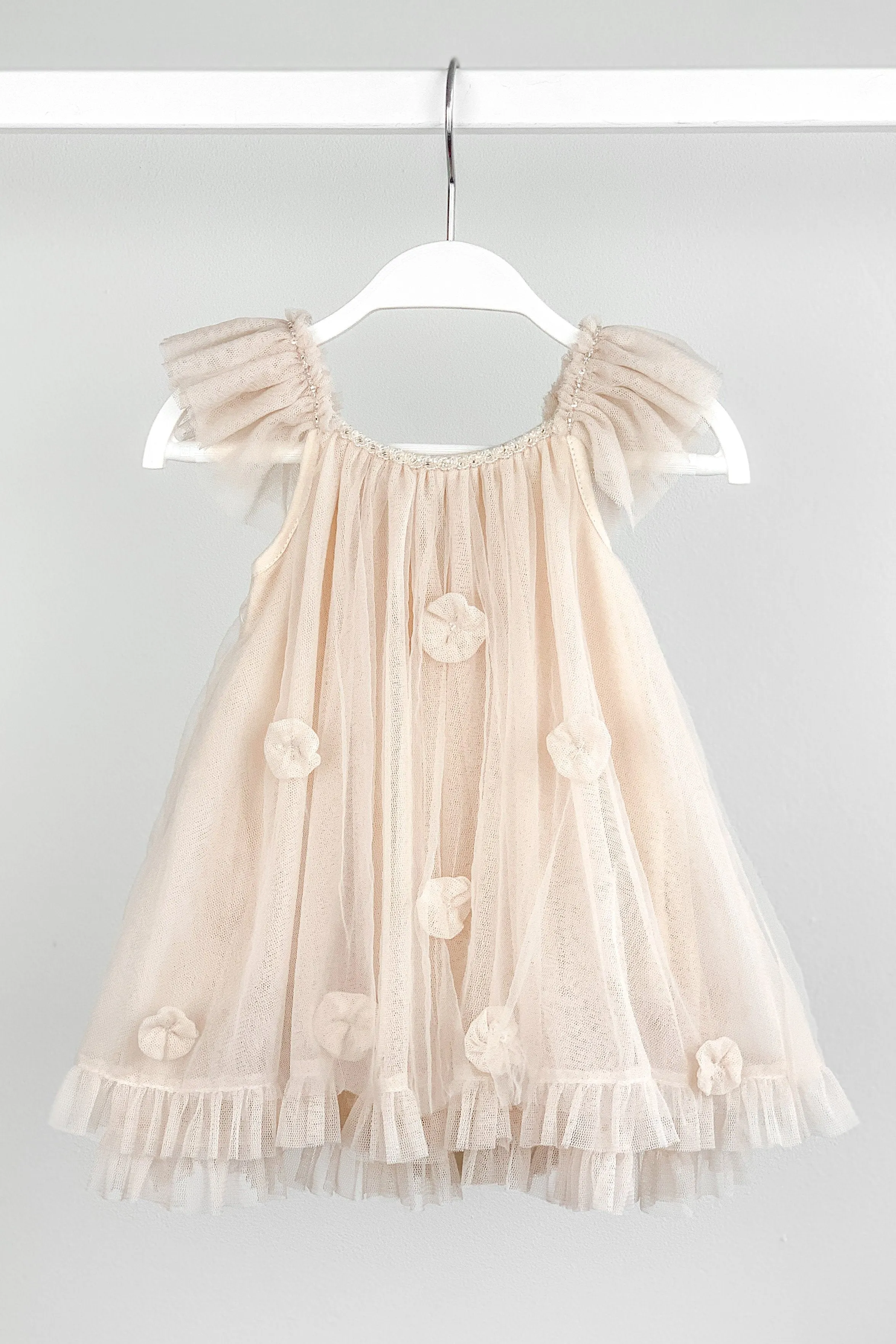 "Coco" Stone Draped Back Tulle Romper