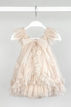"Coco" Stone Draped Back Tulle Romper