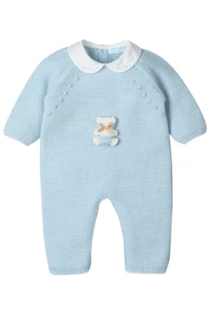 "Darby" Cloud Blue Knit Teddy Romper