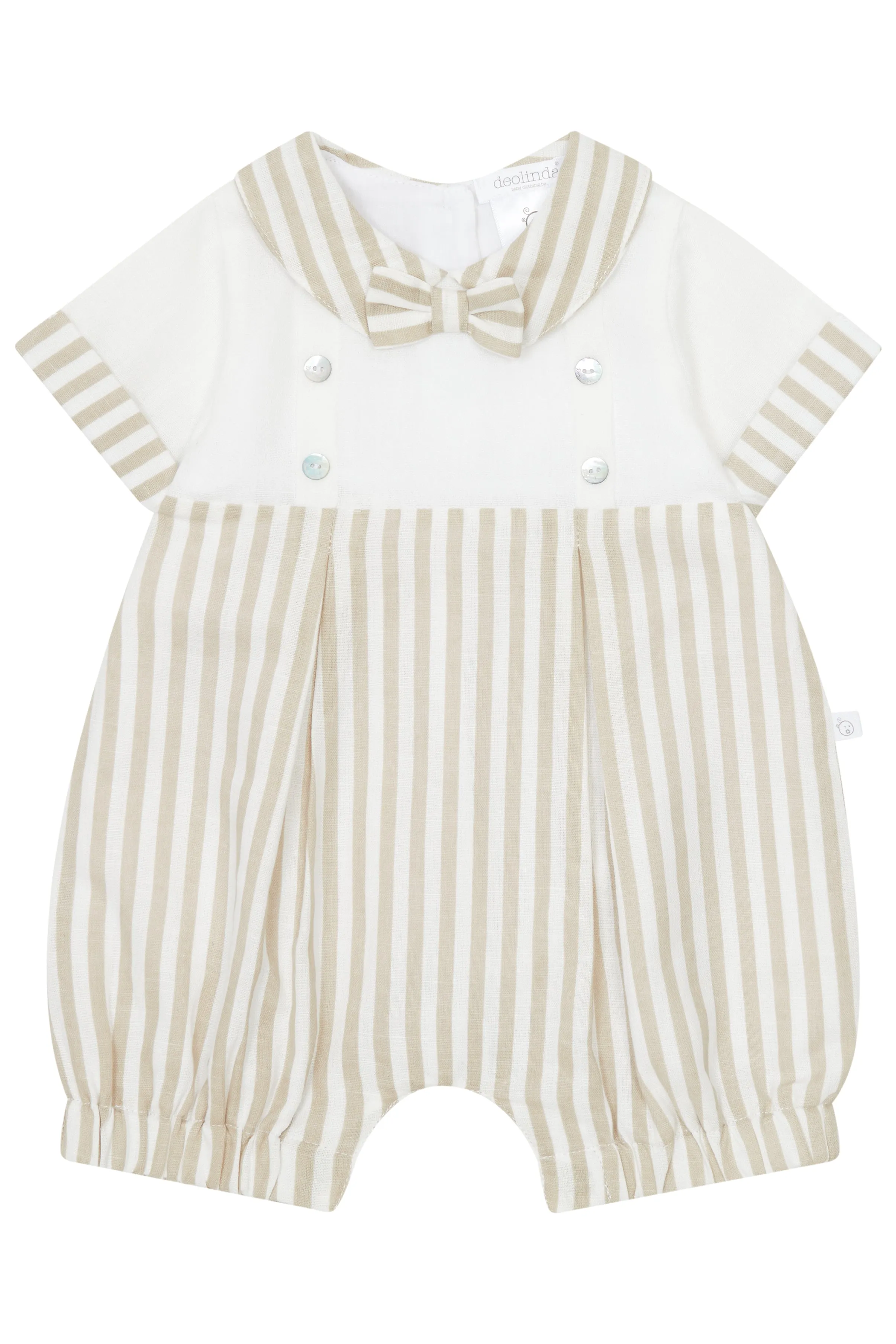 "Elijah" Beige Stripe Romper
