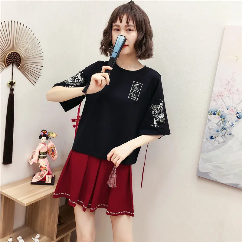"EMBROIDERED FOX FAIRY" SHIRT S031401