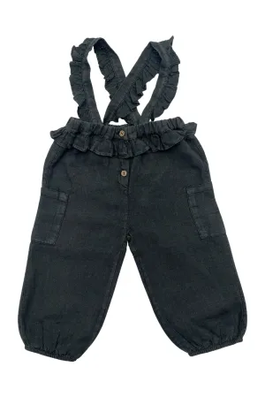 "Eve" Linen Ruffle Dungarees