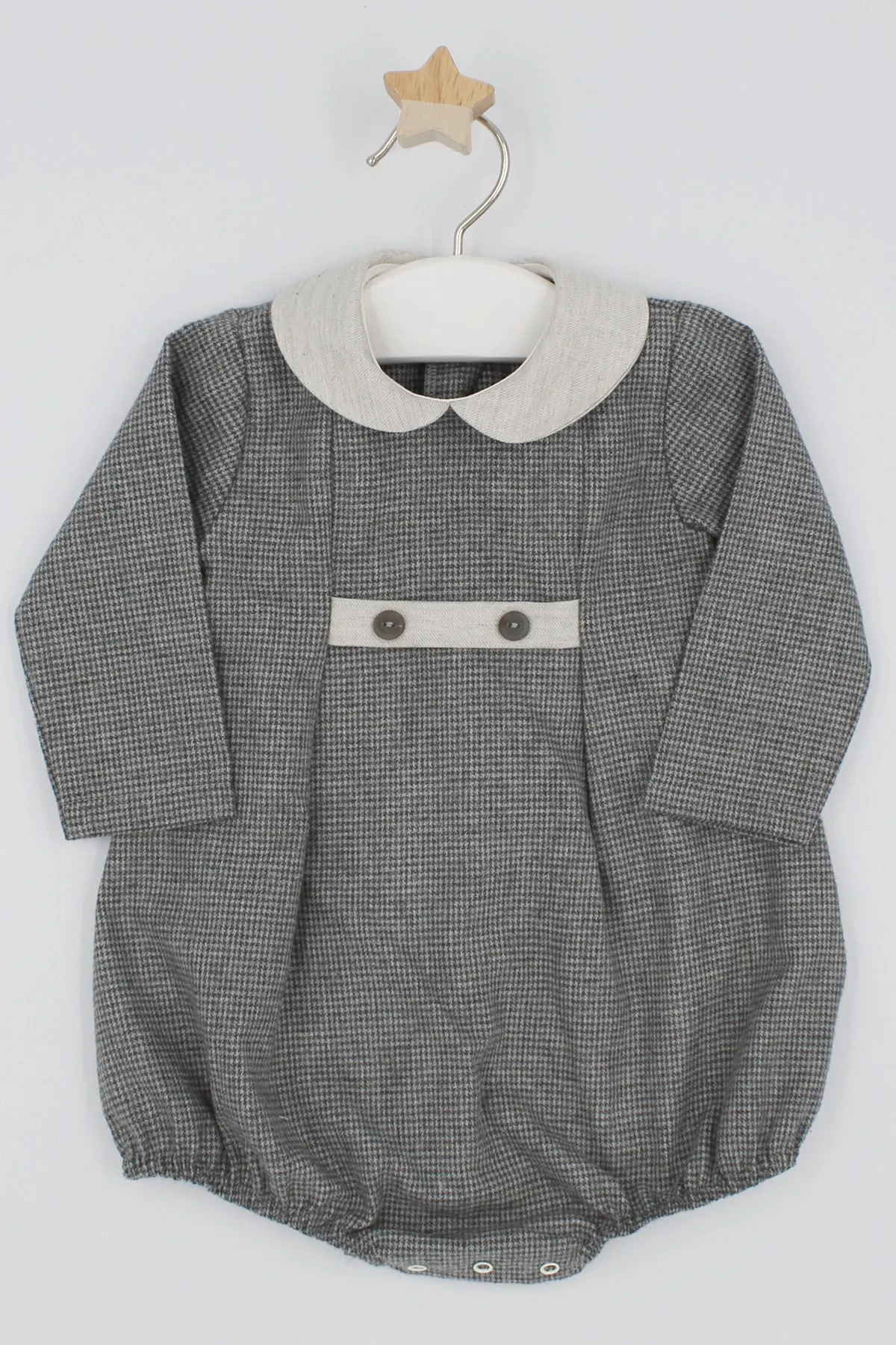 "Felix" Grey Houndstooth Romper