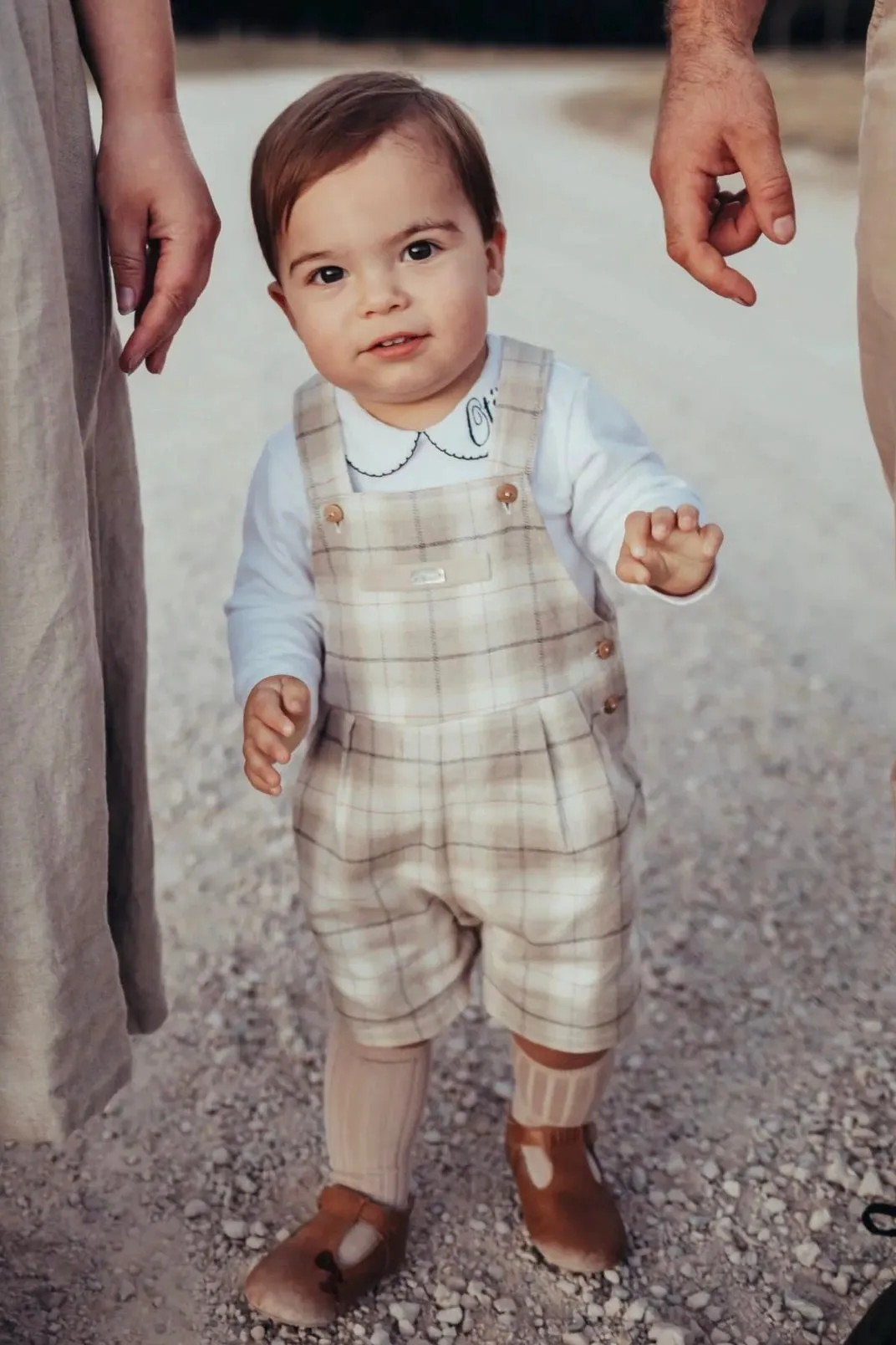 "Frederick" Stone Tartan Dungarees