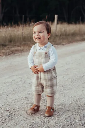 "Frederick" Stone Tartan Dungarees