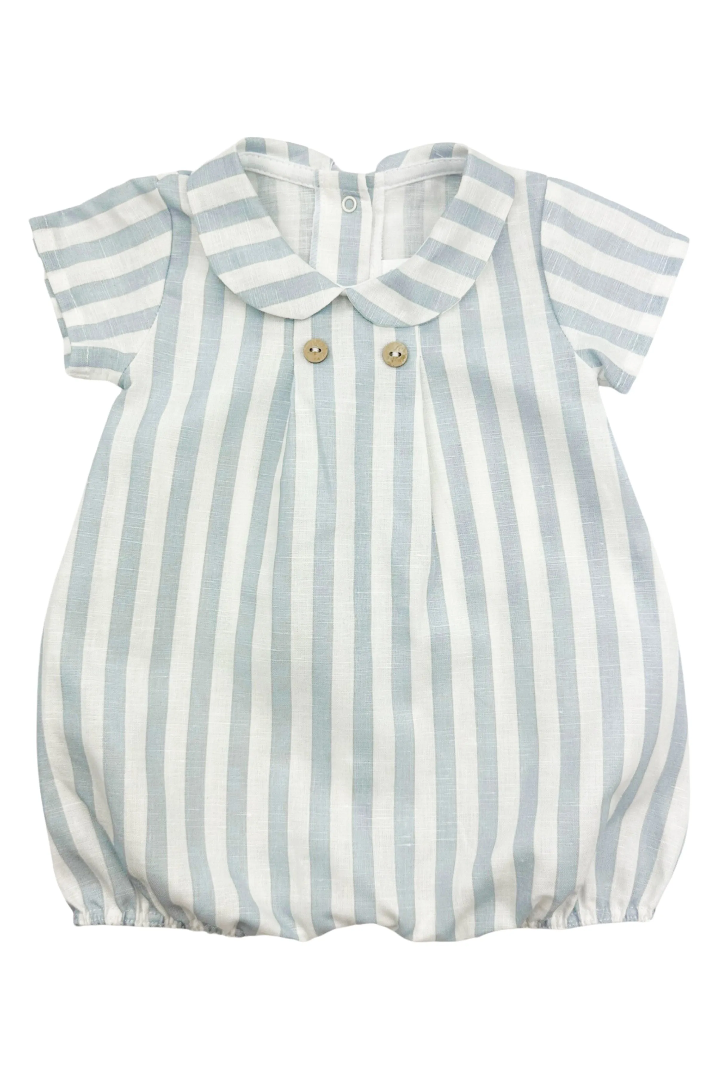 "Joss" Sky Blue Striped Linen Romper