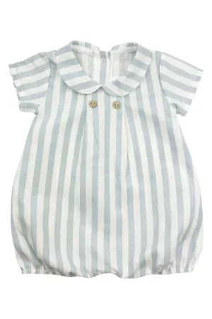 "Joss" Sky Blue Striped Linen Romper