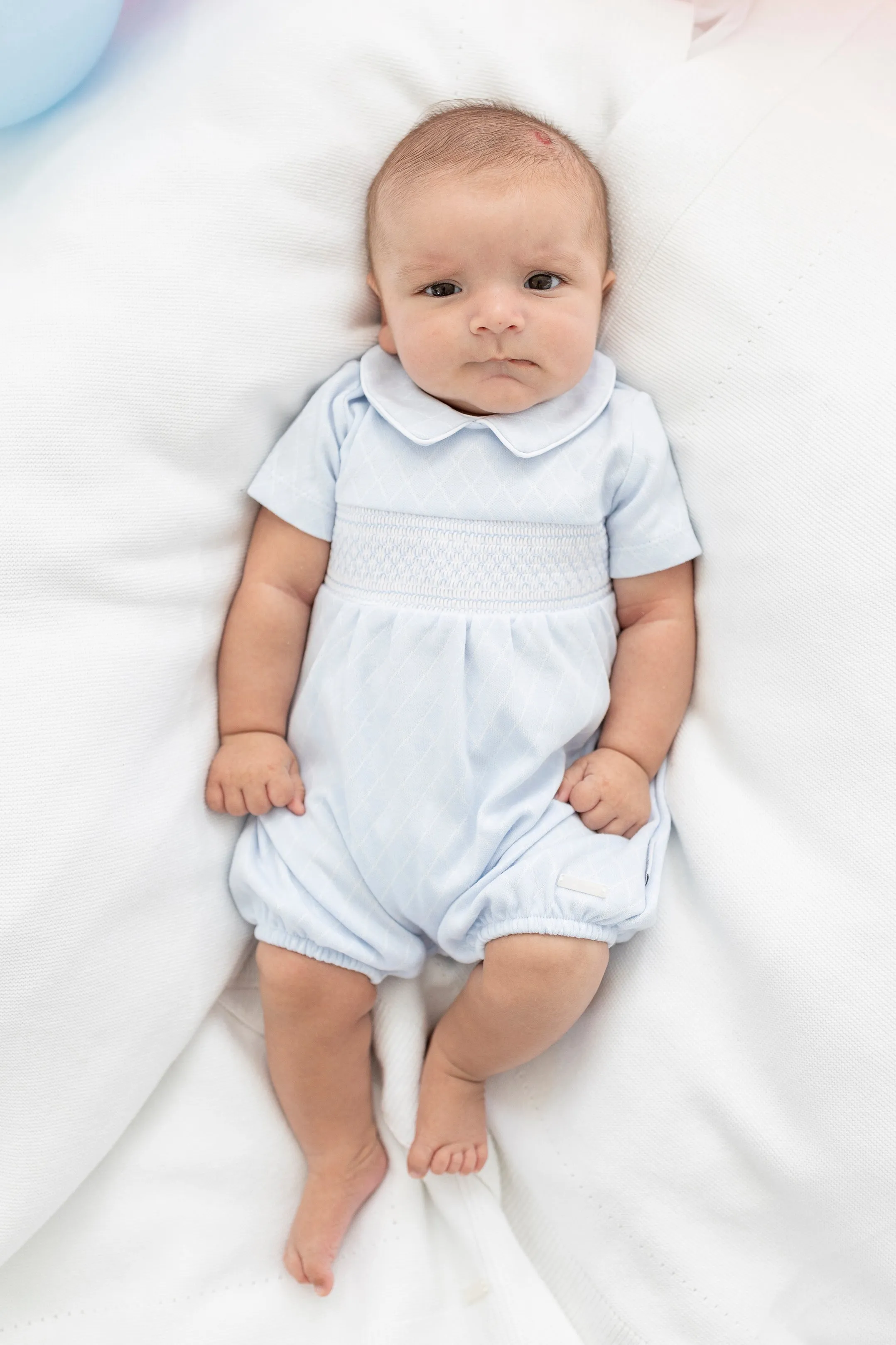 "Luca" Blue Smocked Romper