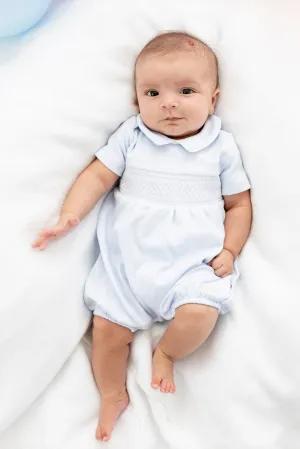 "Luca" Blue Smocked Romper