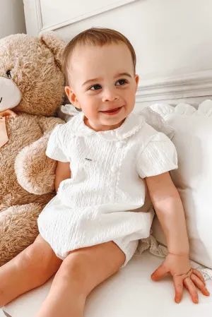 "Lux" Ivory Cotton Romper