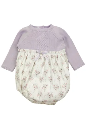 "Nancy" Lilac Half Knit Floral Romper