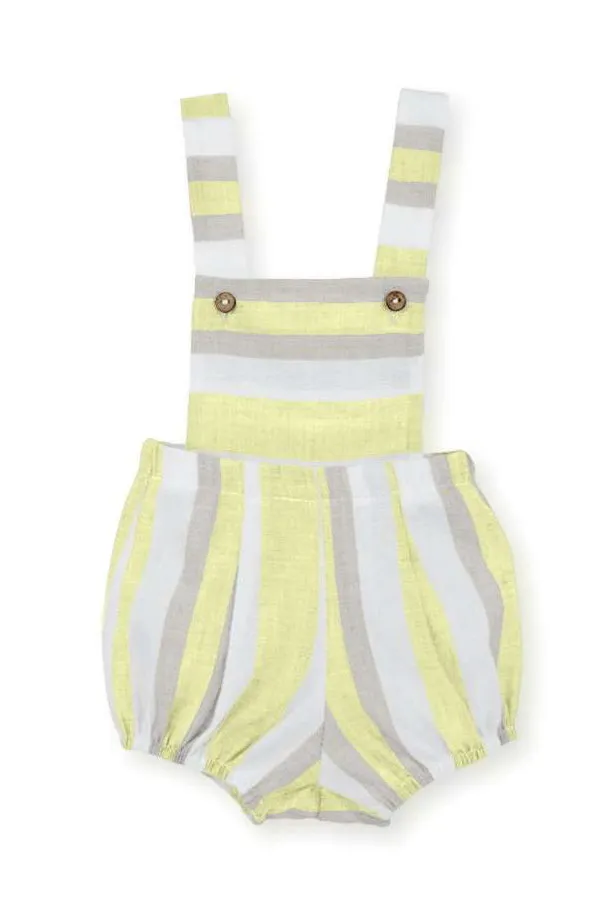 "Otis" Striped Linen Dungaree Romper