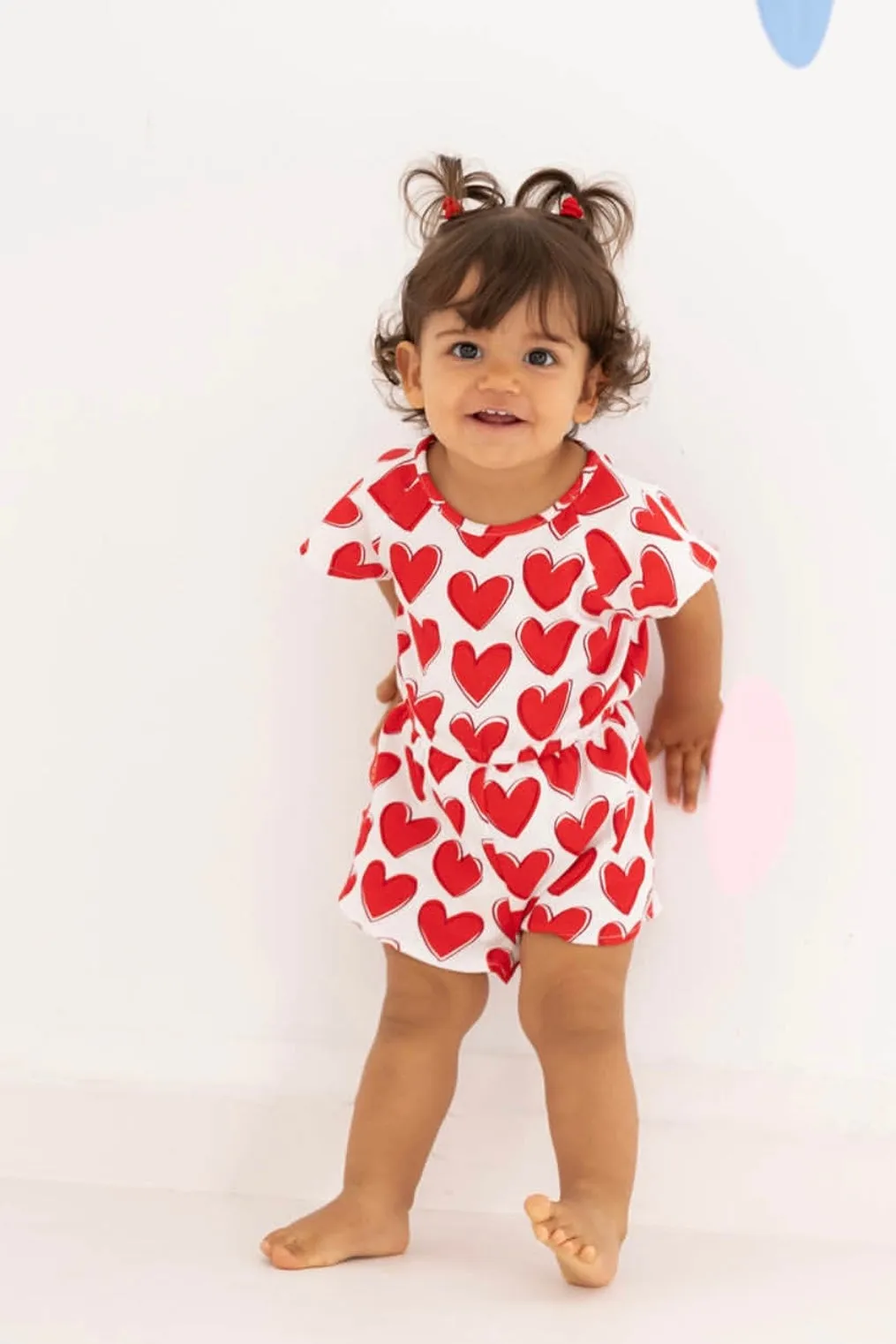 "Paris" Red Heart Print Playsuit