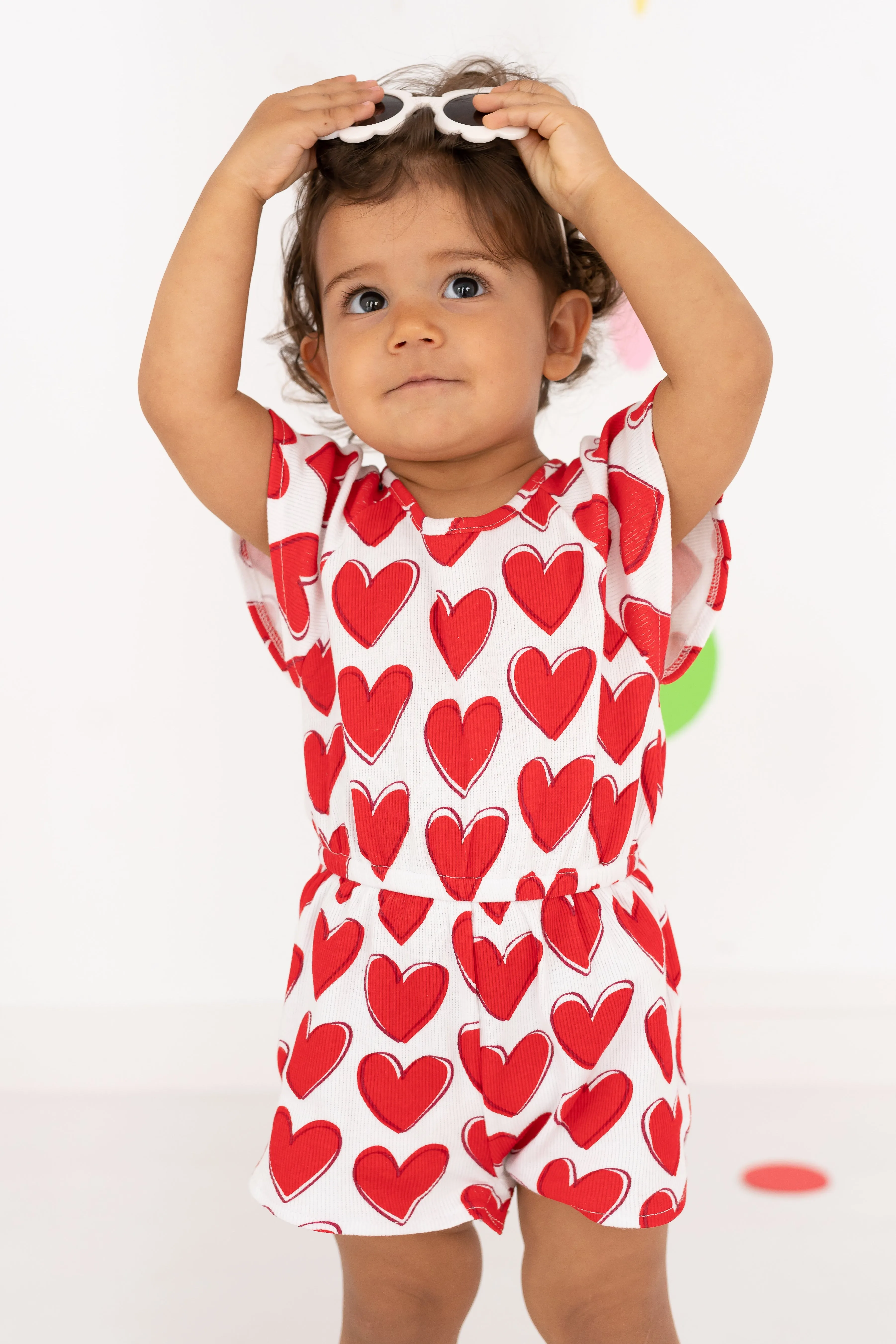 "Paris" Red Heart Print Playsuit