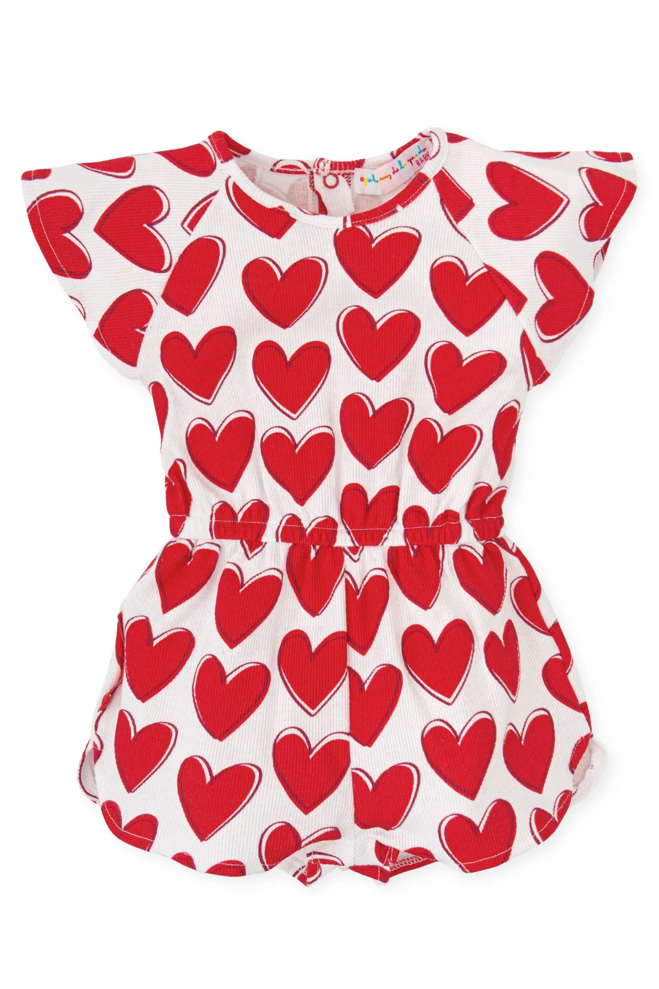 "Paris" Red Heart Print Playsuit