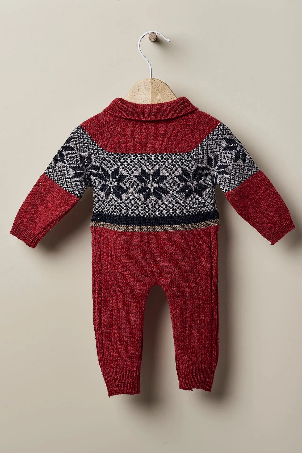 "Rodrigo" Burgundy Fair Isle Knit Romper