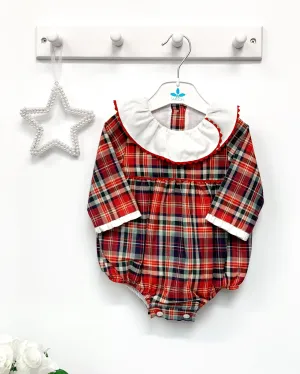 "Sonia" Red Tartan Ruffle Romper