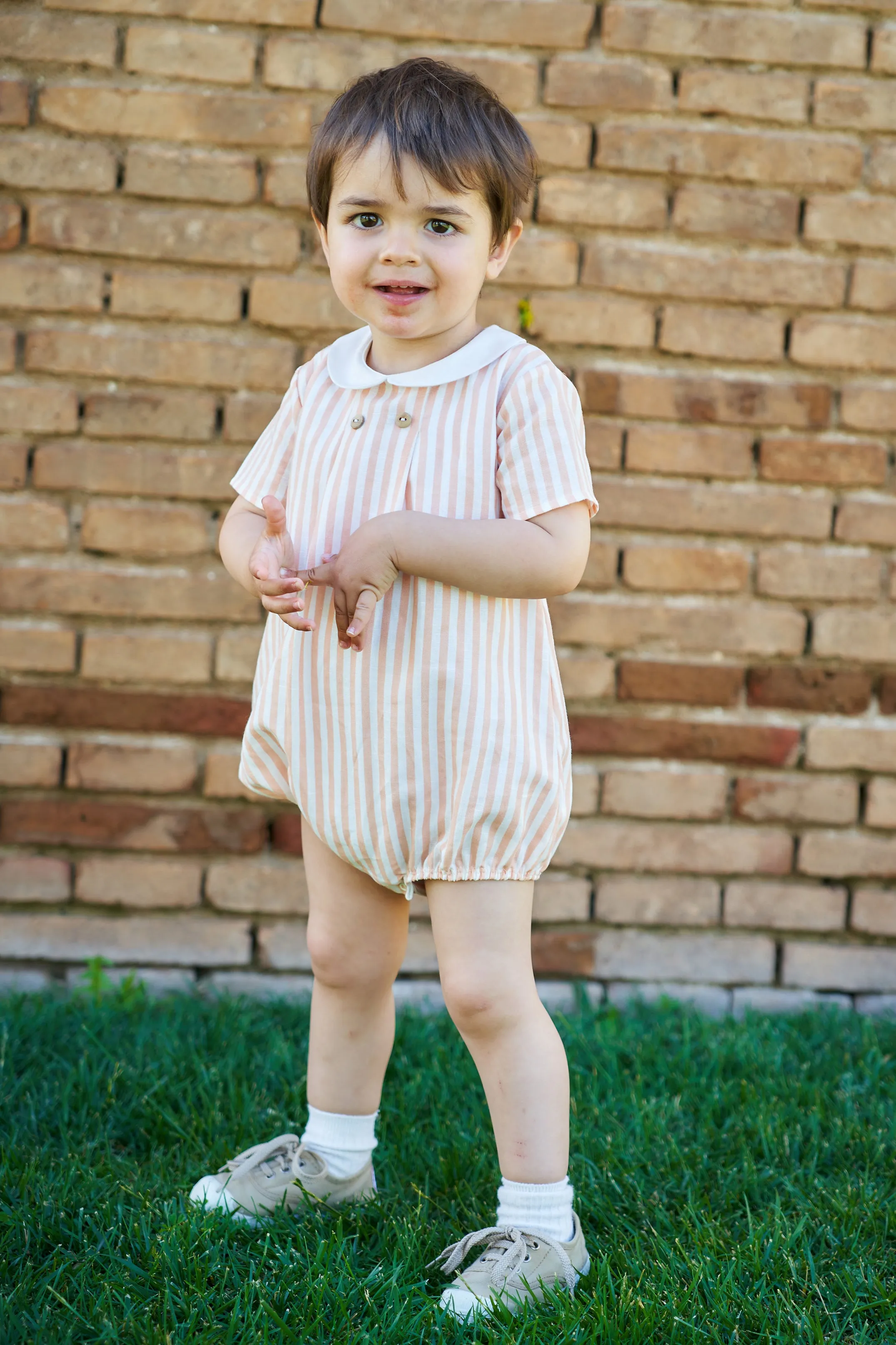 "Spencer" Orange Stripe Romper