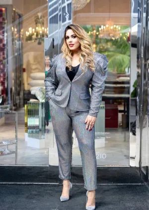 "TIFFANY" MIRROR BALL BLAZER TWO-PIECE SET (PLUS SIZE)