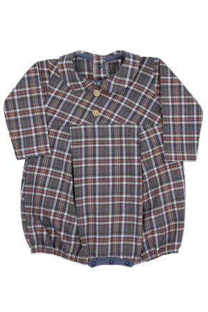 "Timothy" Dusky Blue Tartan Romper