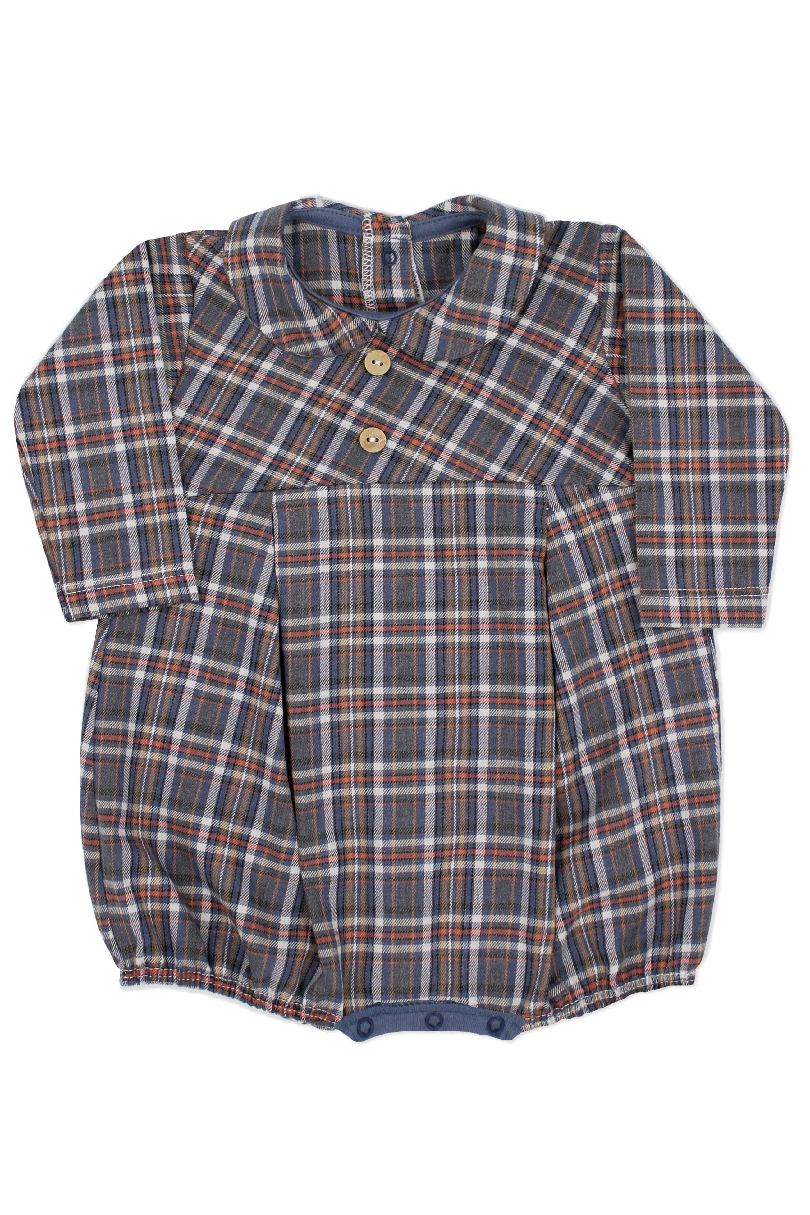 "Timothy" Dusky Blue Tartan Romper