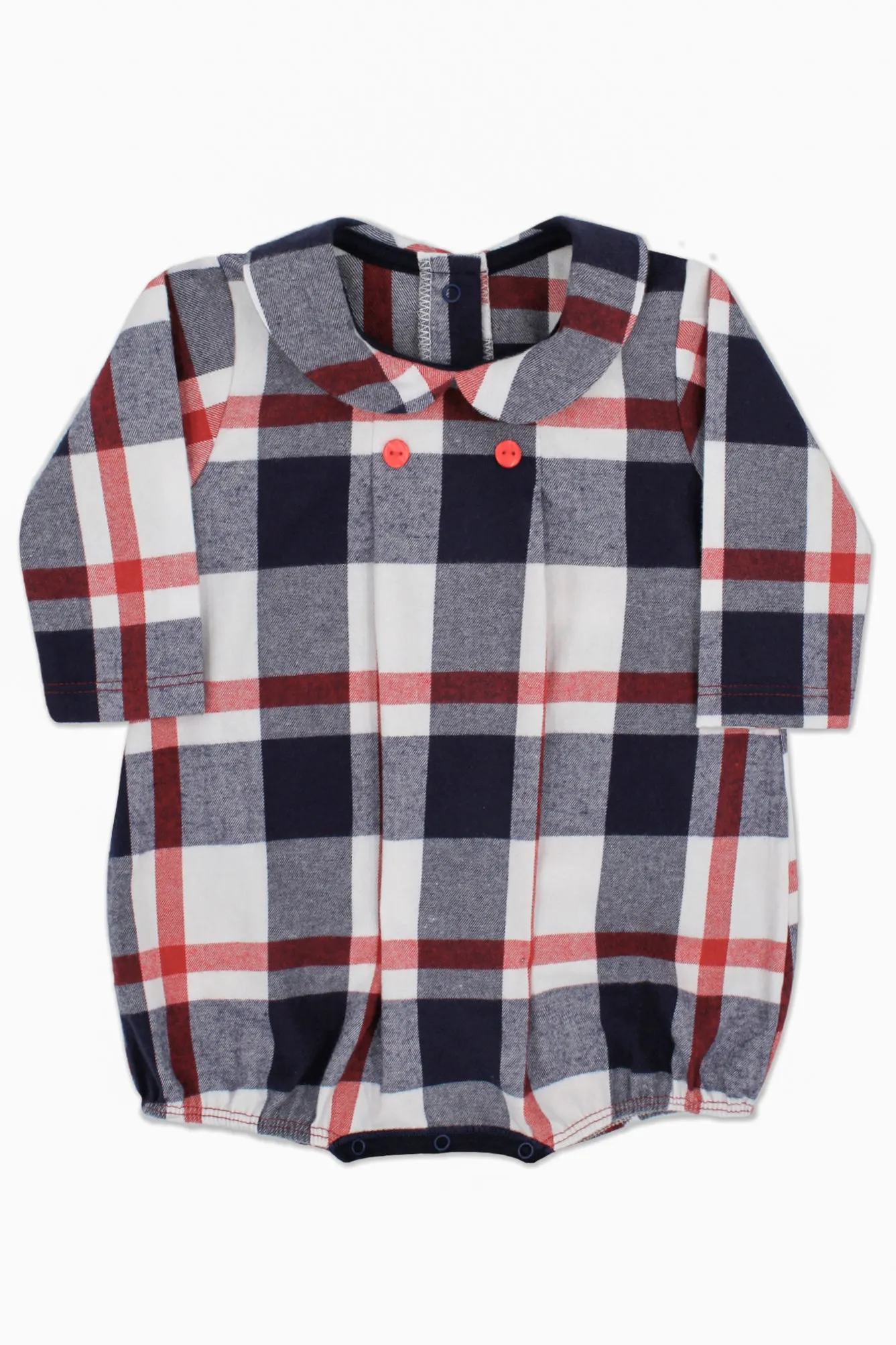 "Travis" Navy & Red Tartan Romper