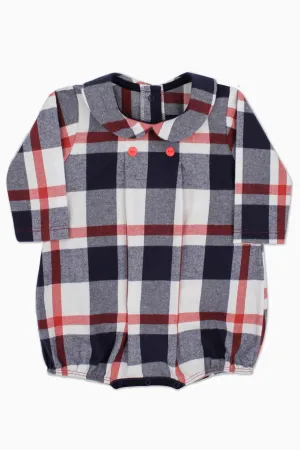"Travis" Navy & Red Tartan Romper