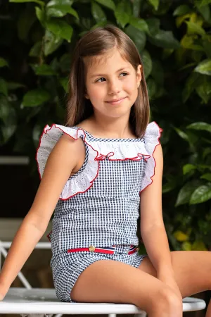 "Vienna" Navy Gingham Playsuit