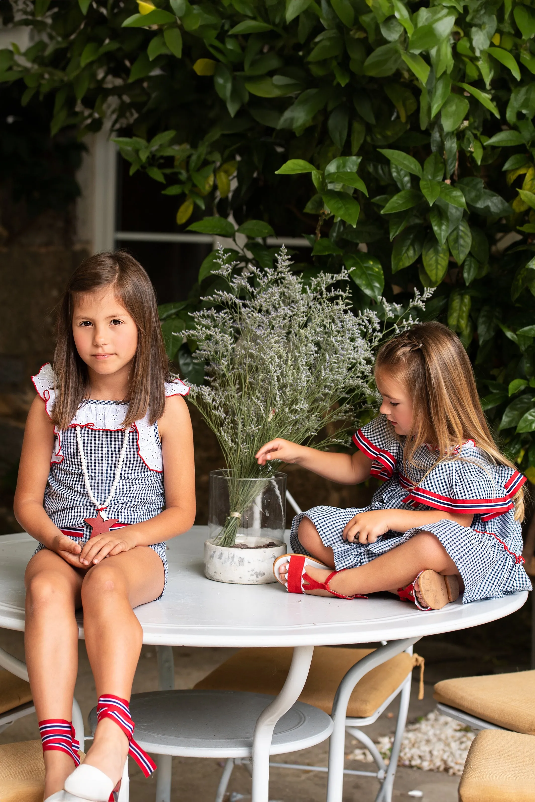 "Vienna" Navy Gingham Playsuit