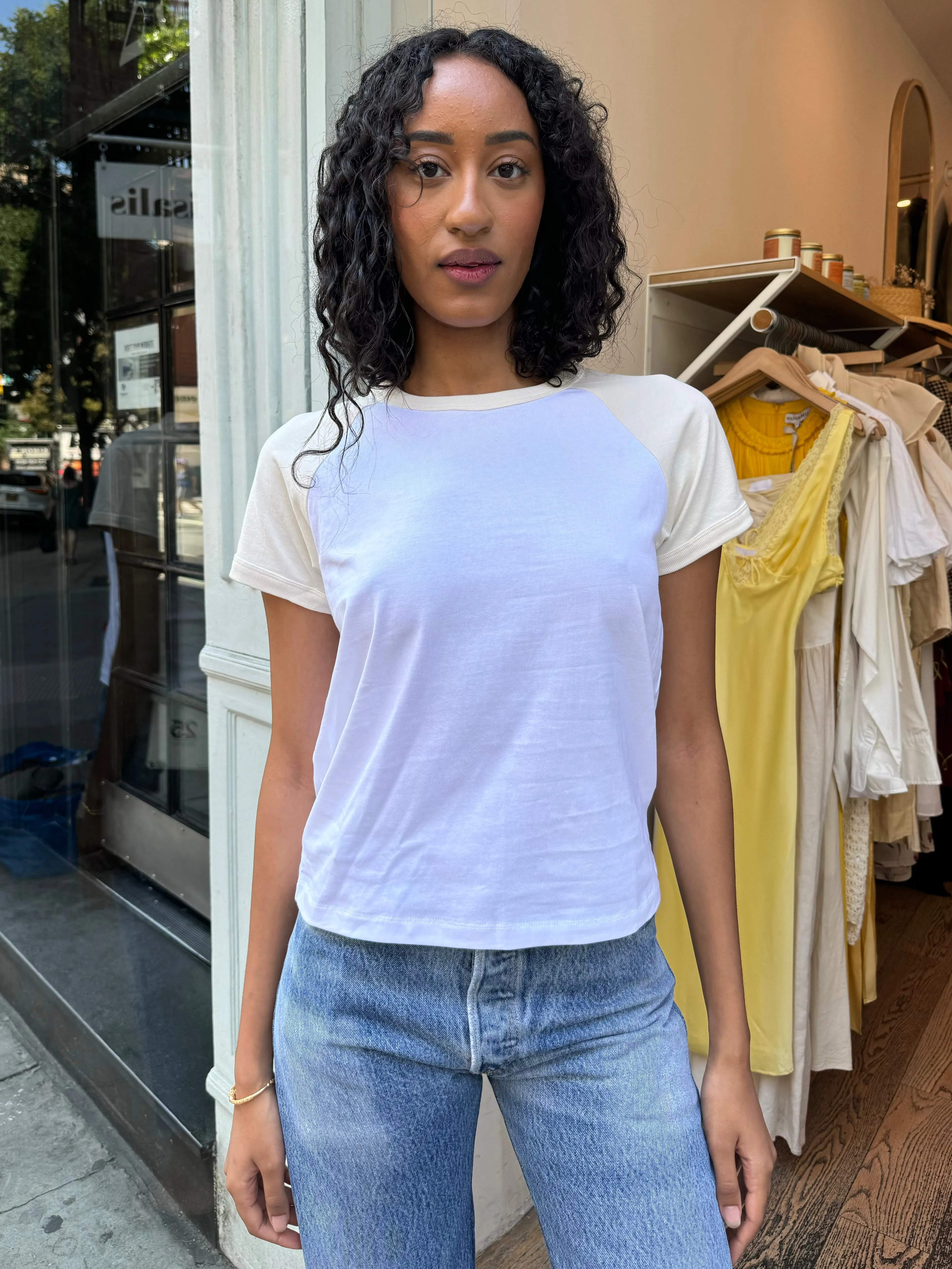 Raglan Baseball Tee in White