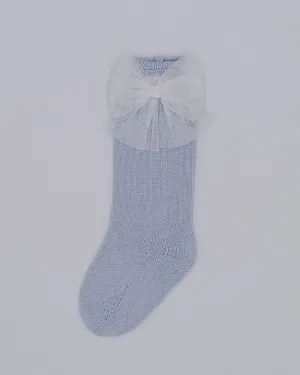 Rahigo Camel & Cream Tulle Bow Knitted Socks