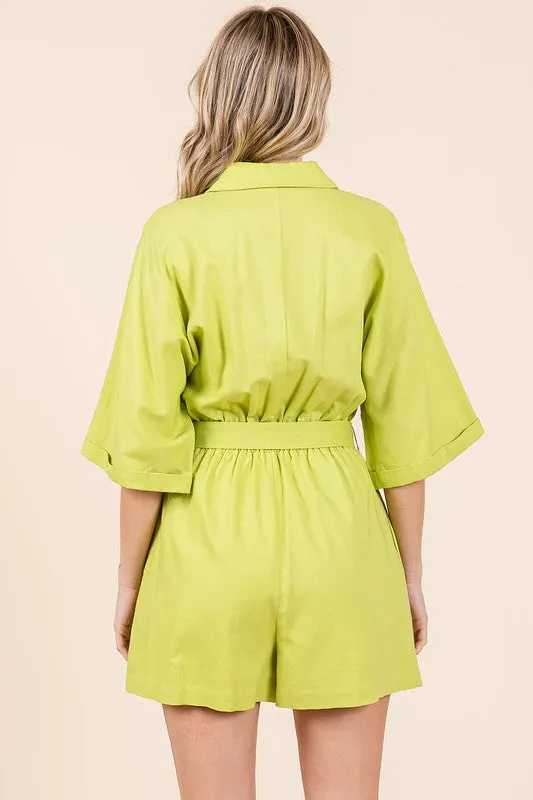 Ready to Rumble Romper in Lime Green