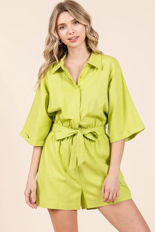 Ready to Rumble Romper in Lime Green