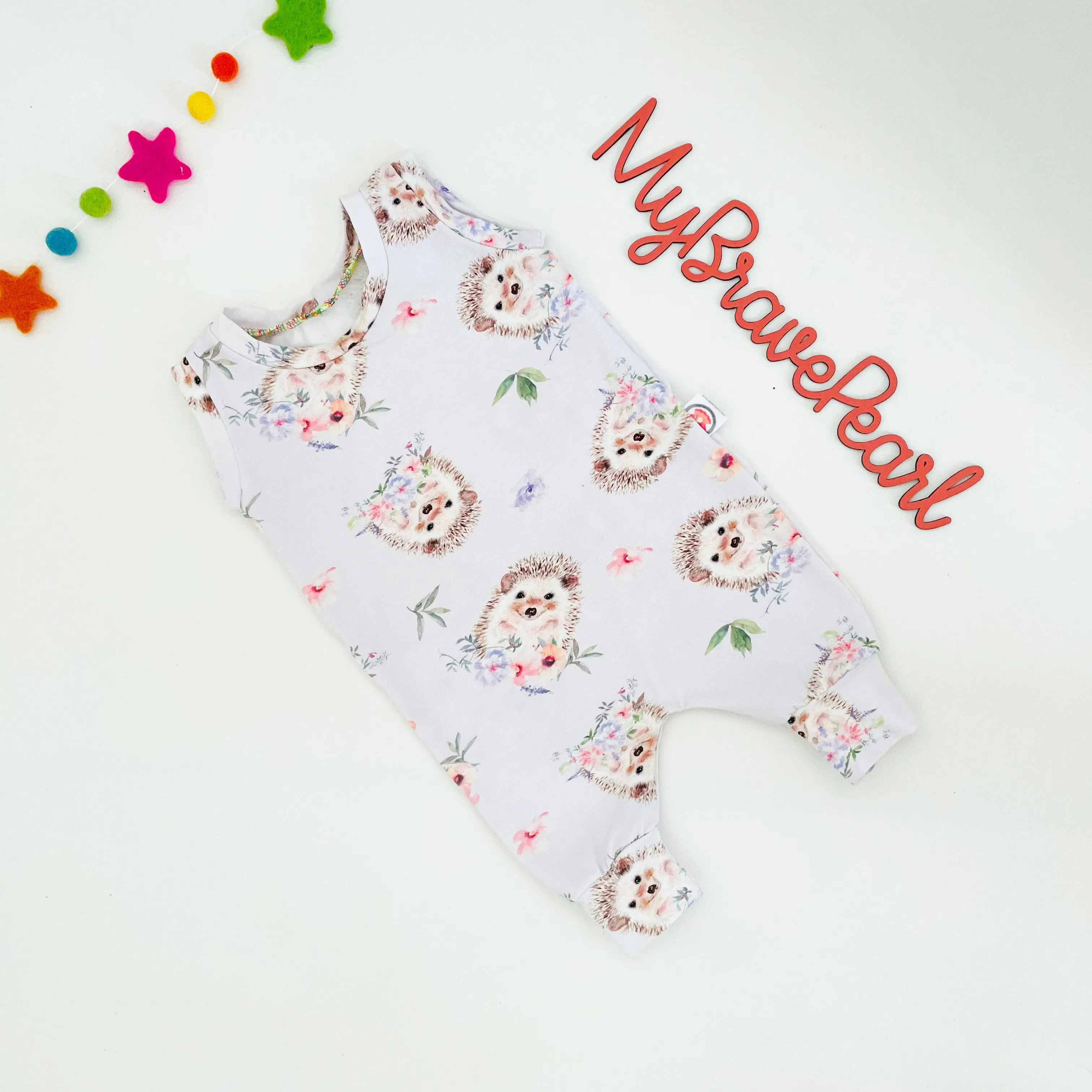 Ready To Ship 0-3M Hedgehog Pull On Rompers