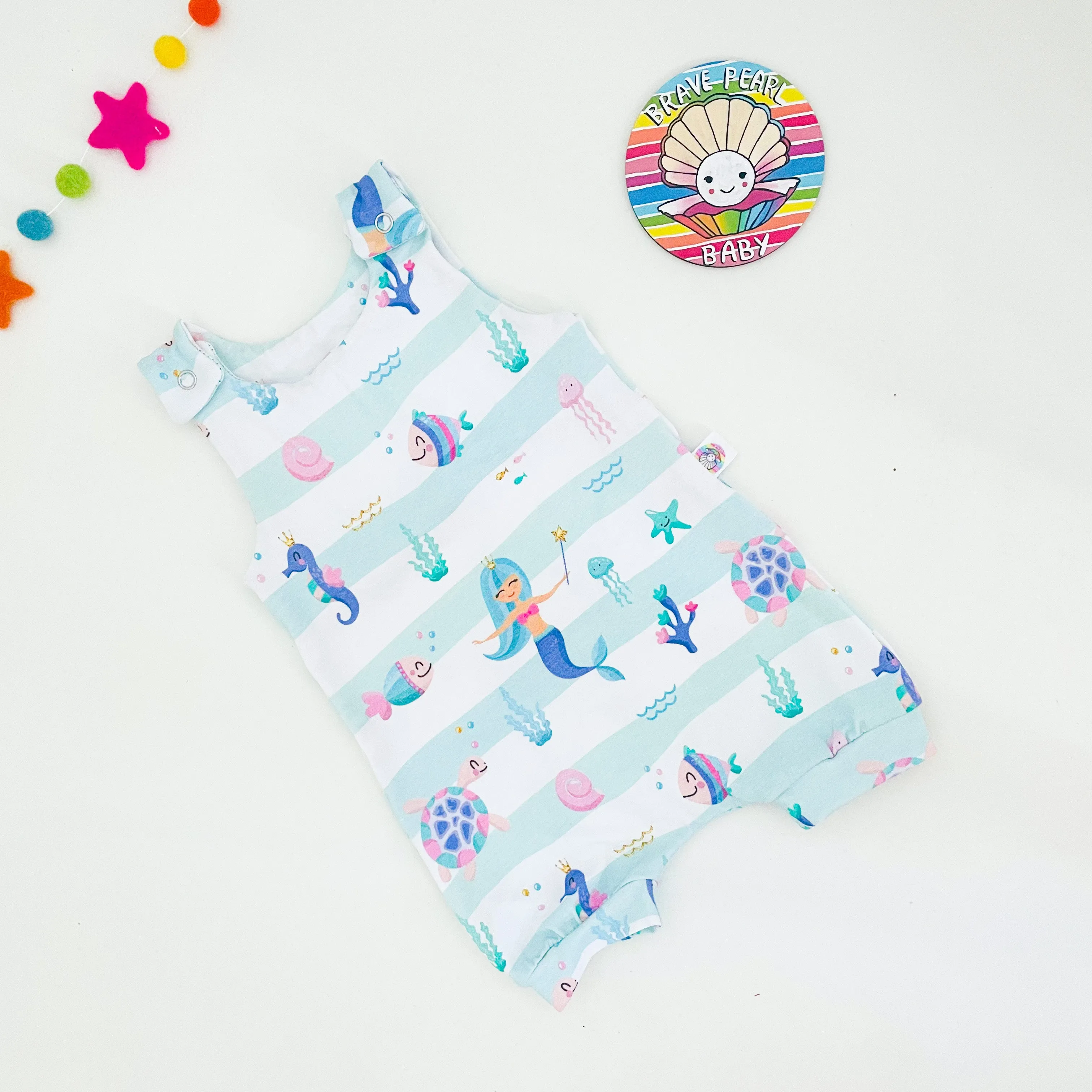 Ready To Ship 0-3M Mermaid Shortie Rompers