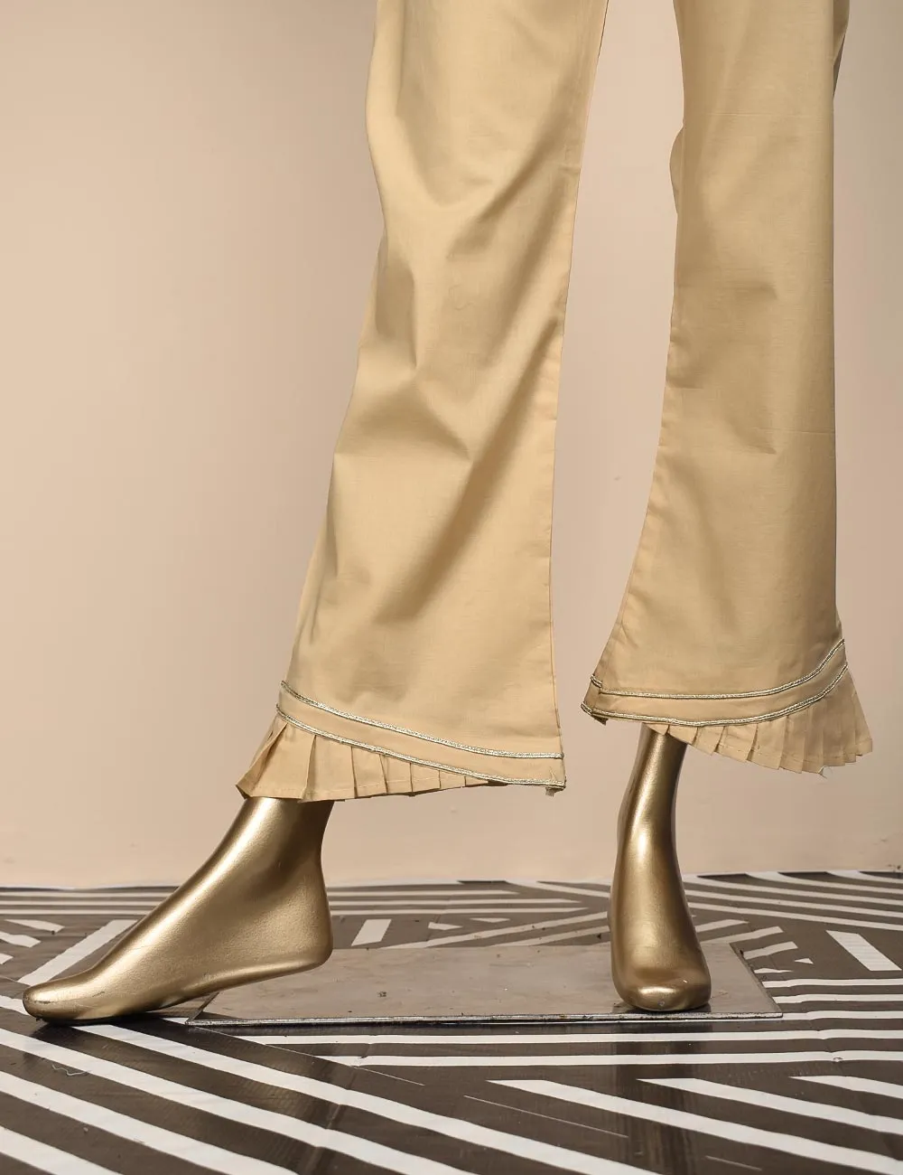Ready To Wear Cotton Lace Work Frill Trouser - Chime (CT-6-Skin)