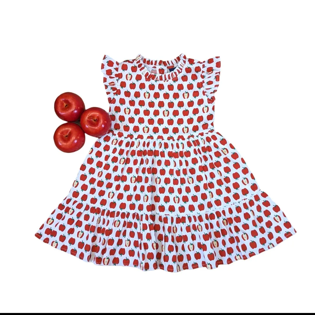 Red Apples Ruffle Dress